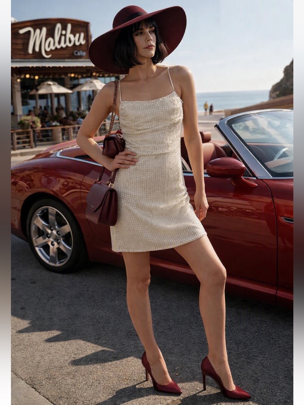ZARA SHINY DRAPED BEADED STRAPPY MINI DRESS